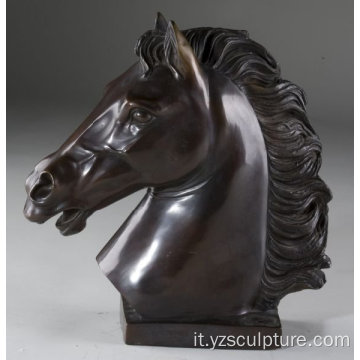 Decorazione dell'interno nero triste cavallo di bronzo testa statua